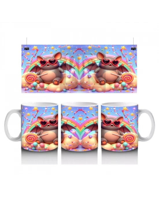 Bal Kabağı Giyimli Sevimli Canavar Figürlü Renkli Cadılar Bayramı Baskılı Kupa Bardak