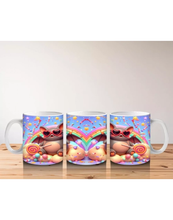 Bal Kabağı Giyimli Sevimli Canavar Figürlü Renkli Cadılar Bayramı Baskılı Kupa Bardak