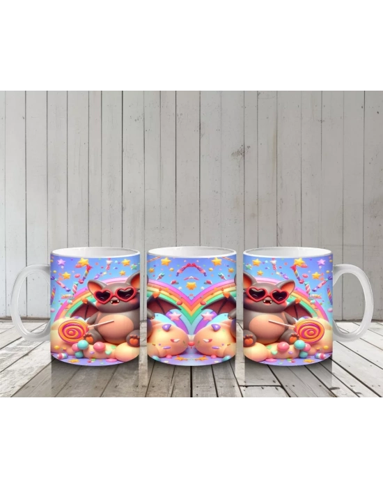 Bal Kabağı Giyimli Sevimli Canavar Figürlü Renkli Cadılar Bayramı Baskılı Kupa Bardak