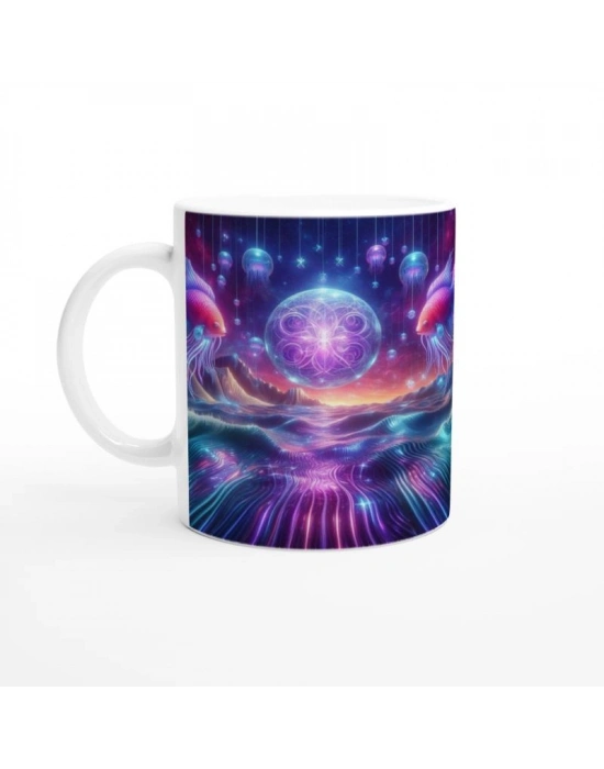 Balık Burcu Baskılı Kahve Kupası - Astral Denizaltı Dünyası Vs1