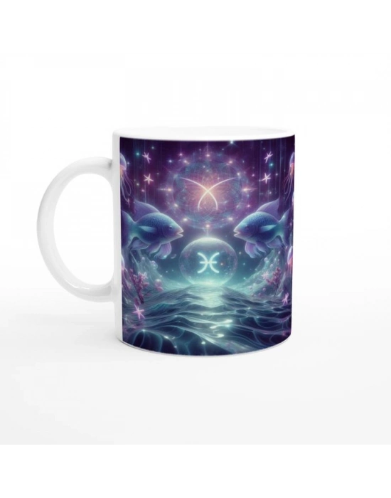 Balık Burcu Baskılı Kahve Kupası - Astral Denizaltı Dünyası Vs2