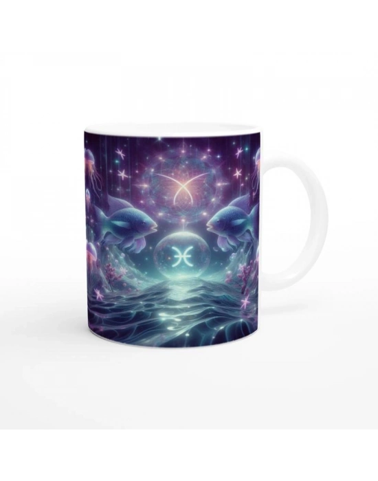 Balık Burcu Baskılı Kahve Kupası - Astral Denizaltı Dünyası Vs2