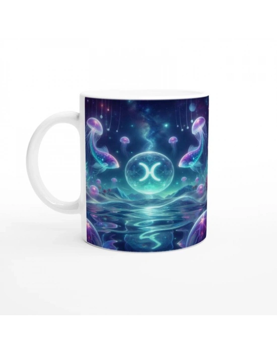 Balık Burcu Baskılı Kahve Kupası - Astral Denizaltı Dünyası Vs3