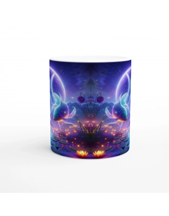 Balık Burcu Baskılı Kahve Kupası - Ay ışığında Zodyak Bahçesi Vs4