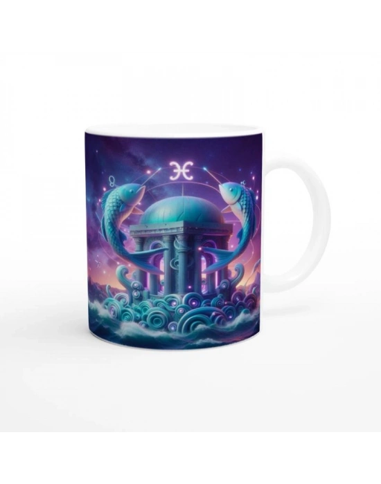 Balık Burcu Baskılı Kahve Kupası - Burçlar Krallığı Şatosu Vs1