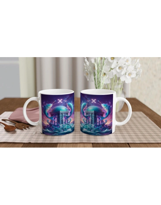 Balık Burcu Baskılı Kahve Kupası - Burçlar Krallığı Şatosu Vs1