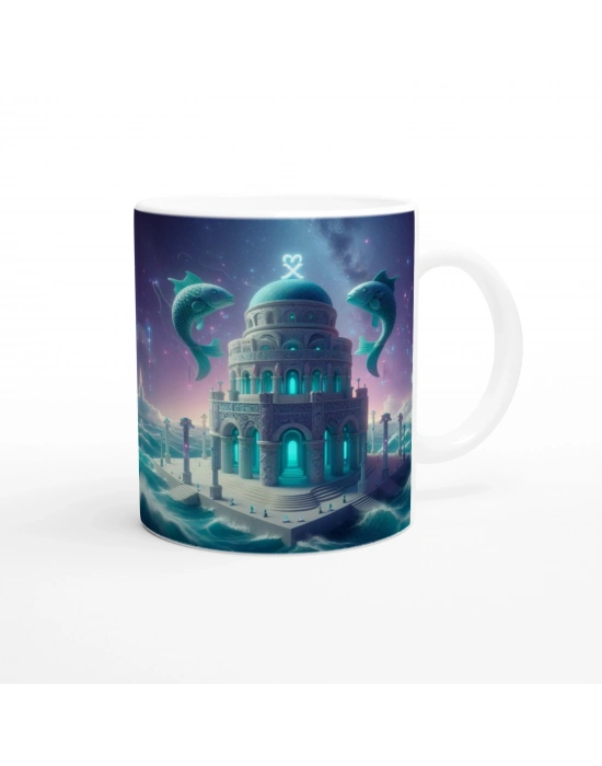 Balık Burcu Baskılı Kahve Kupası - Burçlar Krallığı Şatosu Vs2