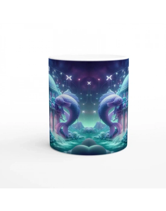 Balık Burcu Baskılı Kahve Kupası - Burçlar Krallığı Şatosu Vs3