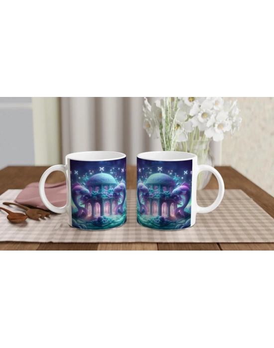 Balık Burcu Baskılı Kahve Kupası - Burçlar Krallığı Şatosu Vs3