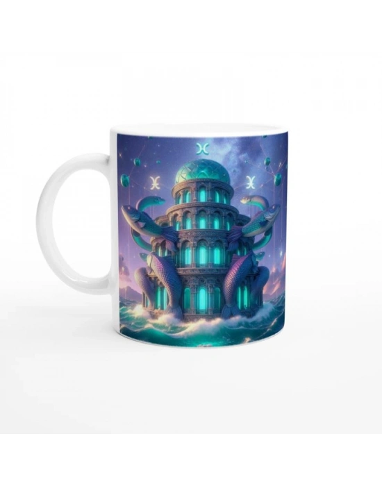 Balık Burcu Baskılı Kahve Kupası - Burçlar Krallığı Şatosu Vs4