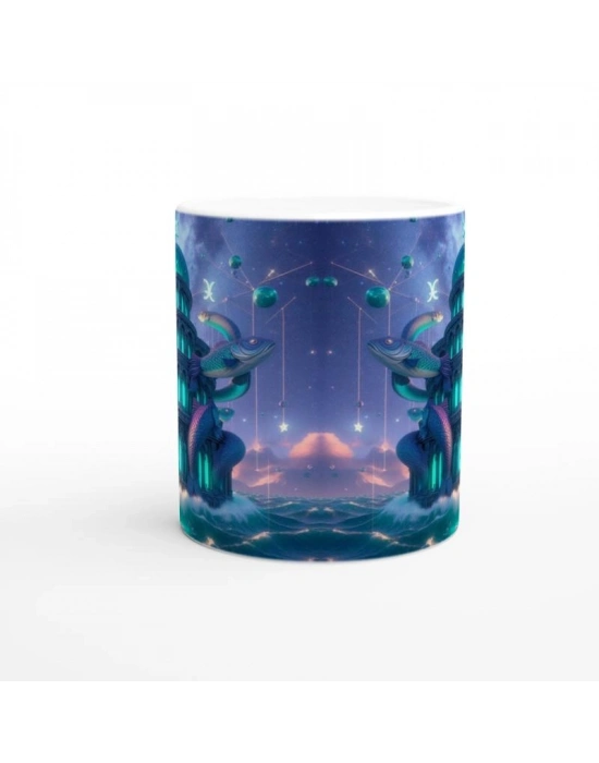 Balık Burcu Baskılı Kahve Kupası - Burçlar Krallığı Şatosu Vs4