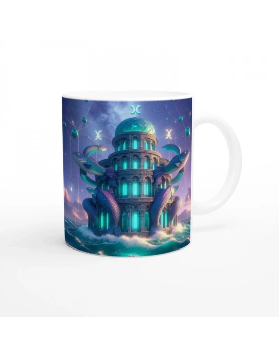 Balık Burcu Baskılı Kahve Kupası - Burçlar Krallığı Şatosu Vs4