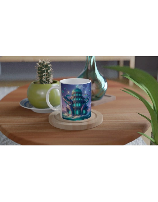 Balık Burcu Baskılı Kahve Kupası - Burçlar Krallığı Şatosu Vs4