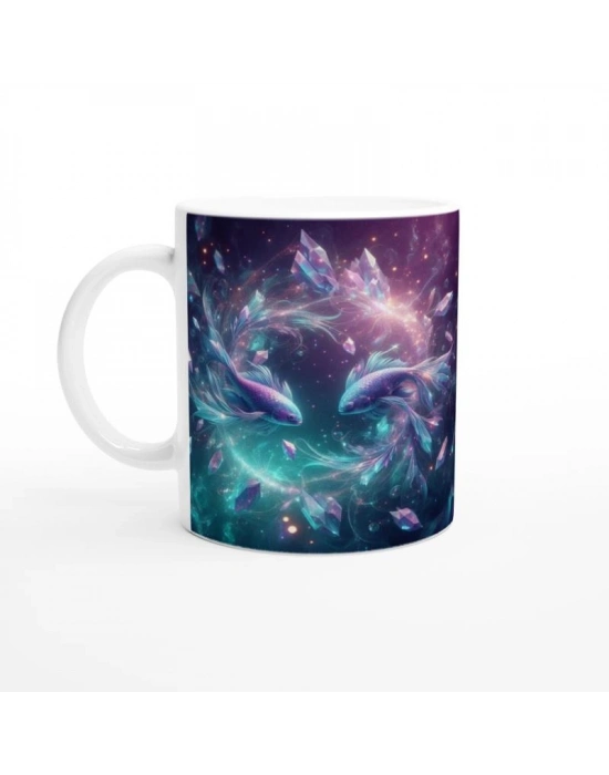 Balık Burcu Baskılı Kahve Kupası - Büyülü Kristal Mağarası Temalı Vs1