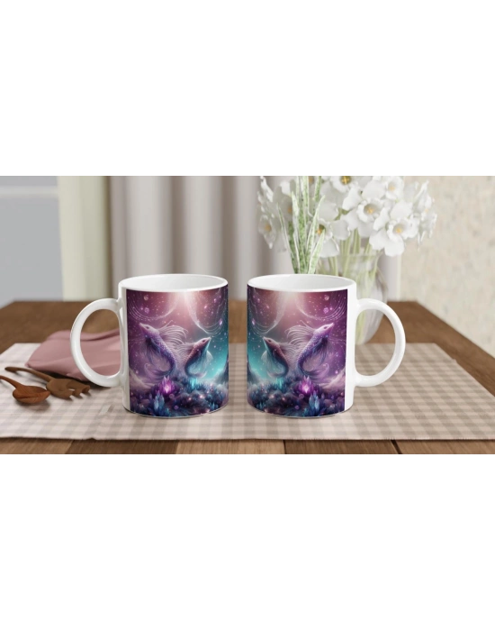 Balık Burcu Baskılı Kahve Kupası - Büyülü Kristal Mağarası Temalı Vs2