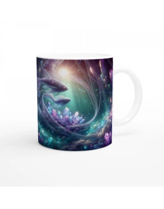 Balık Burcu Baskılı Kahve Kupası - Büyülü Kristal Mağarası Temalı Vs4