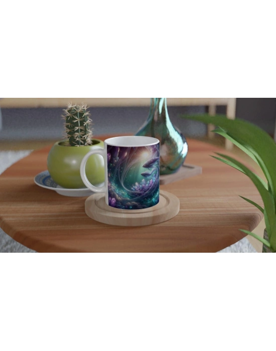 Balık Burcu Baskılı Kahve Kupası - Büyülü Kristal Mağarası Temalı Vs4