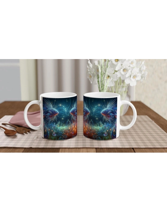 Balık Burcu Baskılı Kahve Kupası - Elementsel Doğa Krallığı Temalı Vs2