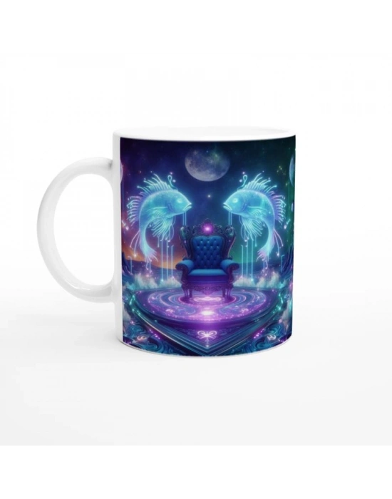 Balık Burcu Baskılı Kahve Kupası - Galaktik Taht Odası Temalı Vs2
