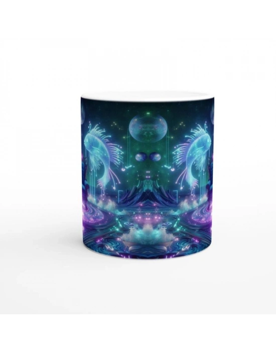 Balık Burcu Baskılı Kahve Kupası - Galaktik Taht Odası Temalı Vs2