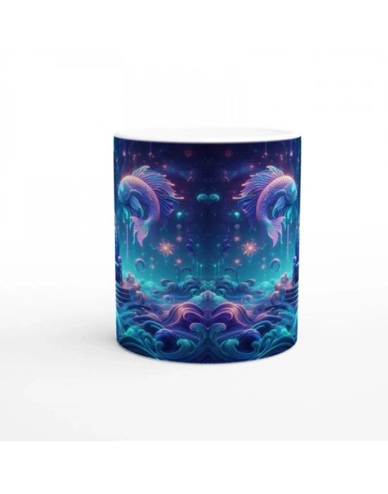 Balık Burcu Baskılı Kahve Kupası - Galaktik Taht Odası Temalı Vs3