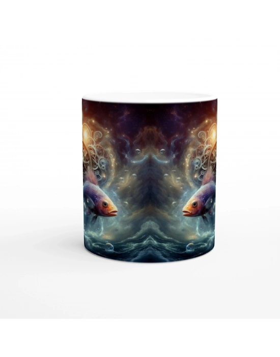 Balık Burcu Baskılı Kahve Kupası - Zamanın Çarkları Astroloji Mekanizması Vs3