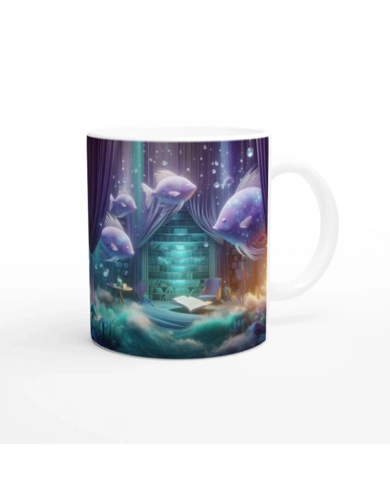 Balık Burcu Baskılı Kahve Kupası - Zodyak Kütüpanesi Vs2