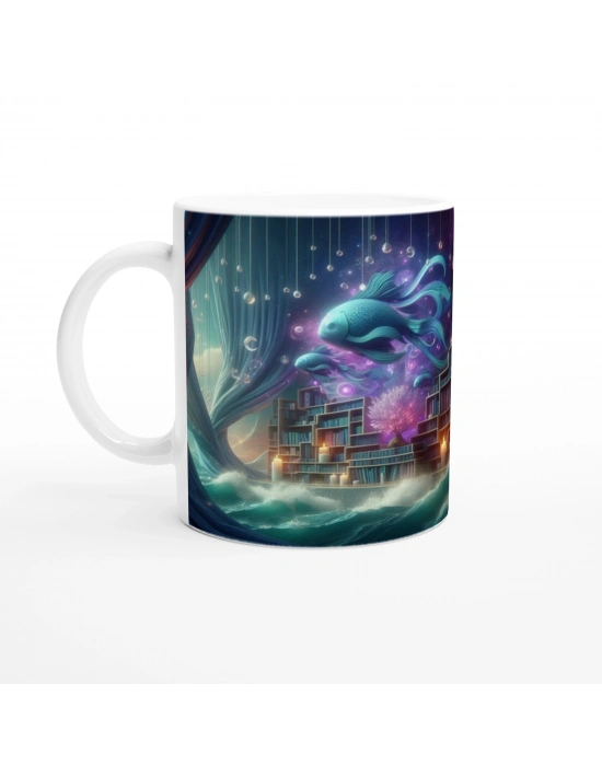 Balık Burcu Baskılı Kahve Kupası - Zodyak Kütüpanesi Vs3