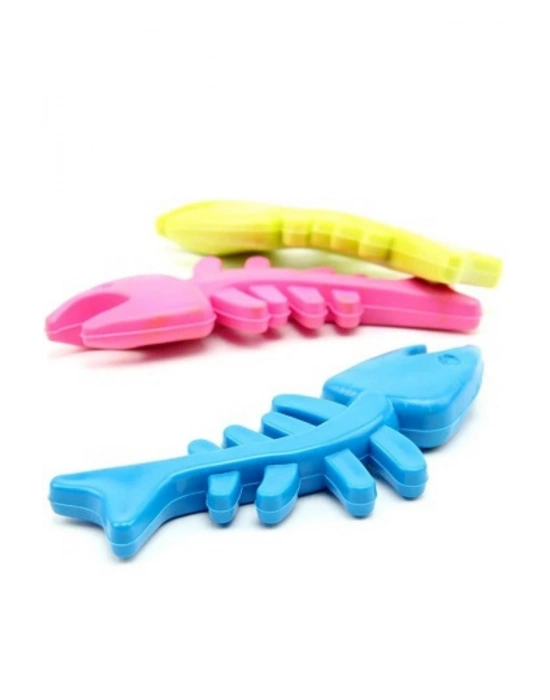 Balık Kemiği İskelet Şekilli Renkli Plastik Kedi Oyuncağı