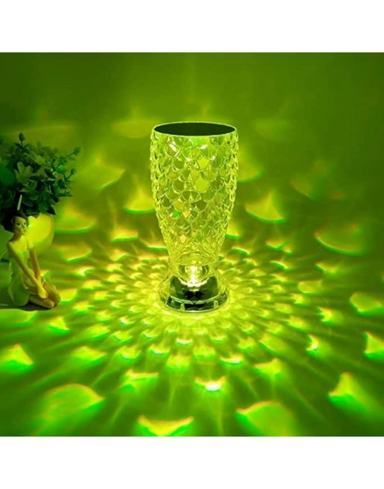 ®  Balık Süzgeç Model USB Şarjlı Kumandalı 16Farklı Işık Modlu Masa Üstü Kristal Akrilik Led