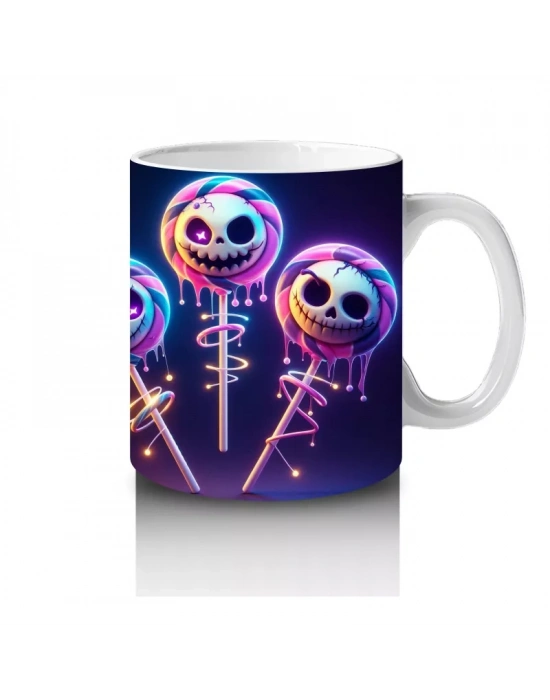 Balon Tutan Hayaletler ve Balkabaklarıyla Çocuklara Özel Cadılar Bayramı Baskılı Kupa Bardak