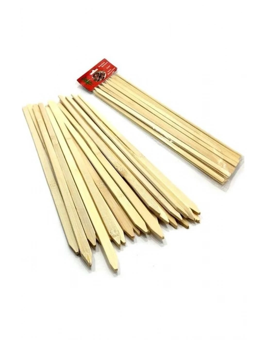 Bambu Adana Kebap Şişi Ahşap 25 Adet Yassı Çöp Şiş Kebap Şişi 30 cm