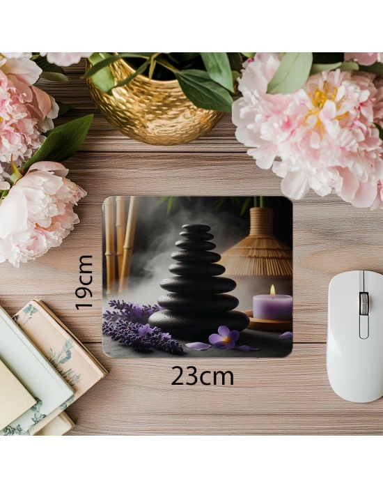 Bambu Arka Planlı Spa Mousepad Tasarımı - 19x23 cm 2 mm Dikdörtgen İthal Baskılı Mouse Pad