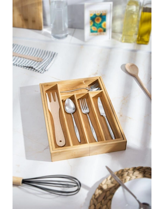 Bambu Ayarlanabilir Çekmece içi Kaşıklık & Çekmece İçi Organizer  (25*35*5 / 39*35*5)