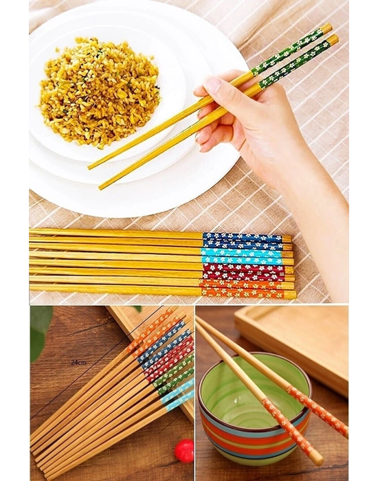 Bambu Chopstick Çubuk Yemek Çubuğu Yıkanabilir Tekrar Kullanılabilir (10 Çift- 20 Adet )