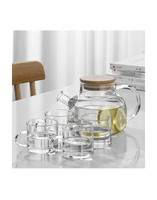 Bambu Kapaklı Borosilikat Cam Demlik 1000ml Royaleks-CM-2000