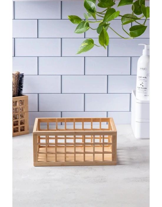 Bambu Organizer Büyük Dolap İçi Düzenleyici Sepet 18x26 cm