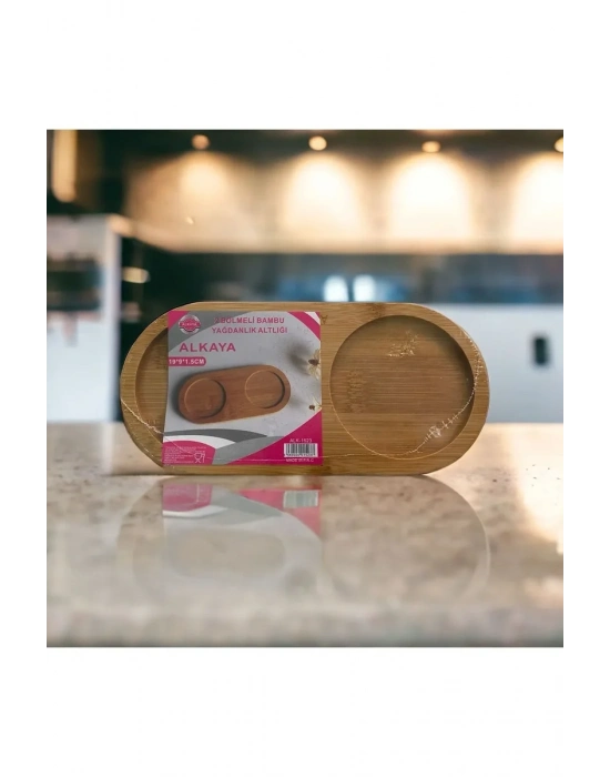 Bambu Yağdanlık Altlığı 2 Bölmeli Royaleks-ALK-1523