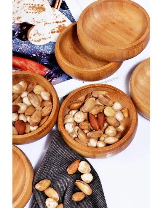 Bambu Yuvarlak 6 lı Lüks Çerezlik 9,5 x 3 cm