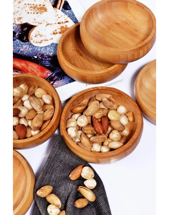 Bambu Yuvarlak 6 lı Lüks Çerezlik 9,5 x 3 cm