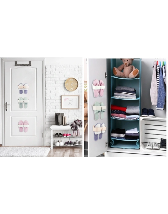 Banyo Terlik Tutucu - Kapı Arkası Pratik Raf - Terlik Tutucu Beyaz