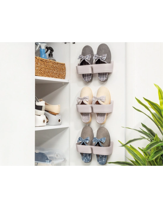Banyo Terlik Tutucu - Kapı Arkası Pratik Raf - Terlik Tutucu Gri