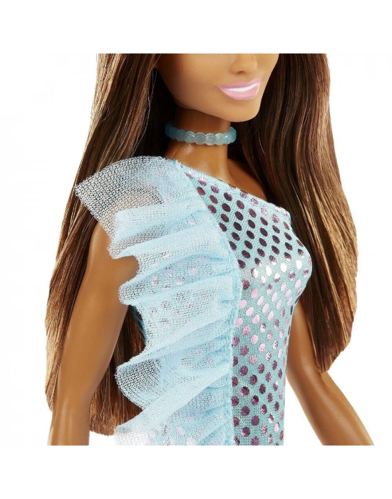 Barbie Pırıltılı Bebekler Mavi Elbiseli - T7580-HJR95