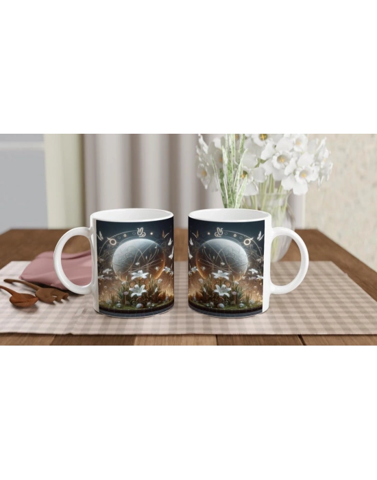 Başak Burcu Baskılı Kahve Kupası - Ay ışığında Zodyak Bahçesi Vs3