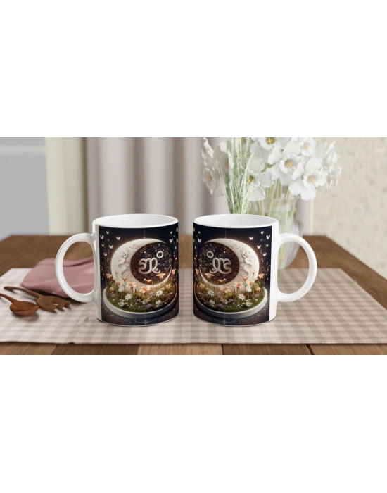 Başak Burcu Baskılı Kahve Kupası - Ay ışığında Zodyak Bahçesi Vs4