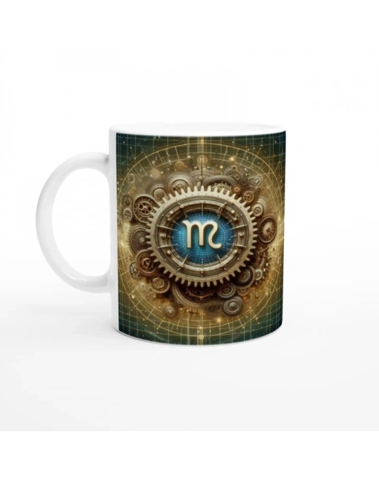 Başak Burcu Baskılı Kahve Kupası - Zamanın Çarkları Astroloji Mekanizması Vs3