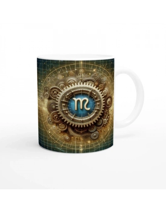 Başak Burcu Baskılı Kahve Kupası - Zamanın Çarkları Astroloji Mekanizması Vs3