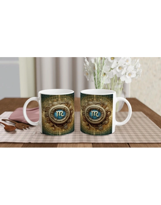 Başak Burcu Baskılı Kahve Kupası - Zamanın Çarkları Astroloji Mekanizması Vs3