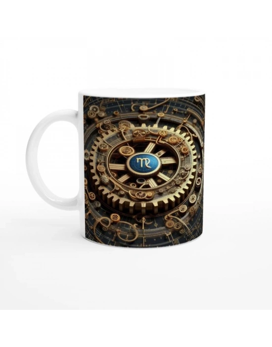 Başak Burcu Baskılı Kahve Kupası - Zamanın Çarkları Astroloji Mekanizması Vs4