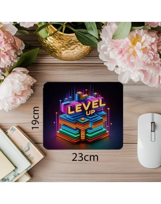Başarıya Adım Temalı Neon Mousepad - 19x23 cm 2 mm Dikdörtgen İthal Baskılı Mouse Pad